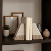 Decorative Two Tone Pyramid Marble Bookends - Versatile Decor Accent for Home, Office, Desk Decor, and Home Library - Set of 2 - 3 of 4