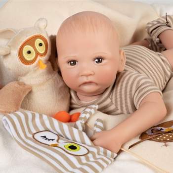 Paradise Galleries Hoot! Hoot! Baby Doll That Looks like a Real Baby, 16 inch Vinyl, Preemie Reborn Boy, Safety Tested for Age Kids 3+, 3-Piece Gift Set