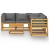 vidaXL Modern Patio Lounge Set – 6 Piece Garden Furniture with Table, Corner and Middle Sofas, Solid Acacia Wood, Cushioned for Comfort, Dark Gray - 3 of 4