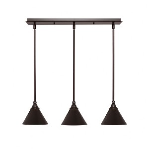 Toltec Lighting Any 3 - Light Chandelier in  Dark Granite with 7" Dark Granite Cone Metal Shade Shade - 1 of 1