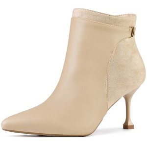 Allegra K Women's Pointed Toe Side Zip Stiletto High Heel Ankle Booties - 1 of 4