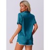 cheibear Women's Satin Silky Short Sleeve Button Down Loungewear Shorts Pajamas Set 2 Pcs - 4 of 4