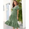 Coolmee Women Maternity Dress Deep V-neck Ruffled Short Sleeve Smocked Ruffle Tiered Flowing Pleated Midi Dress Photoshoot Baby Shower - 4 of 4