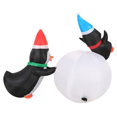 Occasions 6 ft. LED Blue Penguins and Snowball Inflatable