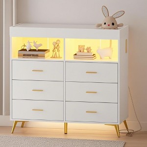 Dresser for Bedroom with 6 Drawers, Baby Changing Table Dresser with Changing Pad, Station - 1 of 4