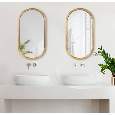 Elegant Full-Length Gold Wood Vanity Mirror, 33"x23.5"