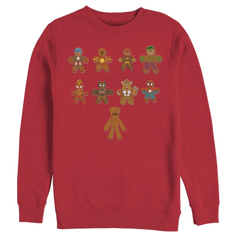 Men's Marvel Christmas Gingerbread Cookie Avengers Sweatshirt, 1 of 4