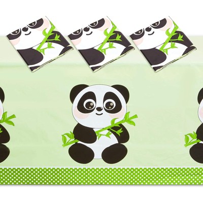 Blue Panda 3 Pack Green Tablecloth for Panda Birthday Party Decorations (54 x 108 in)