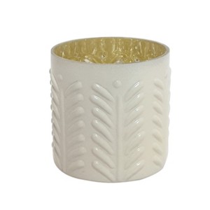 VIP Glass 3 in. White Embossed Wheat Design Candle Holder - 1 of 2