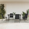 vidaXL 5 Piece Patio Dining Set Black Steel and Textilene - 63" Table Length 4 Chairs - 2 of 4