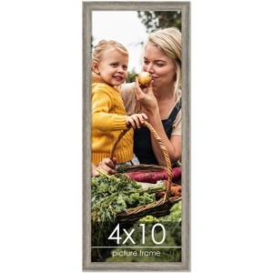 PosterPalooza | 4x10 Thin Barnwood Picture Frame, UV Acrylic, 2 Finishes - Grey and Black - 1 of 4