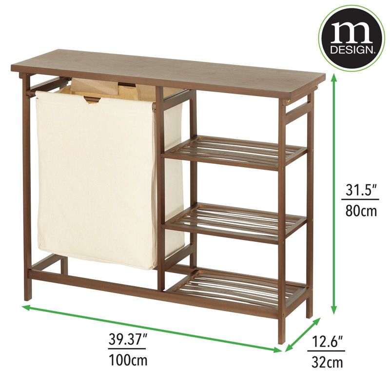 mDesign Bamboo Freestanding Laundry Furniture Storage & Hamper, 2 of 6