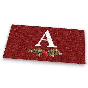Personalization Mall Nostalgic Noel Burgundy Doormat, 20 x 35 - 1 of 4