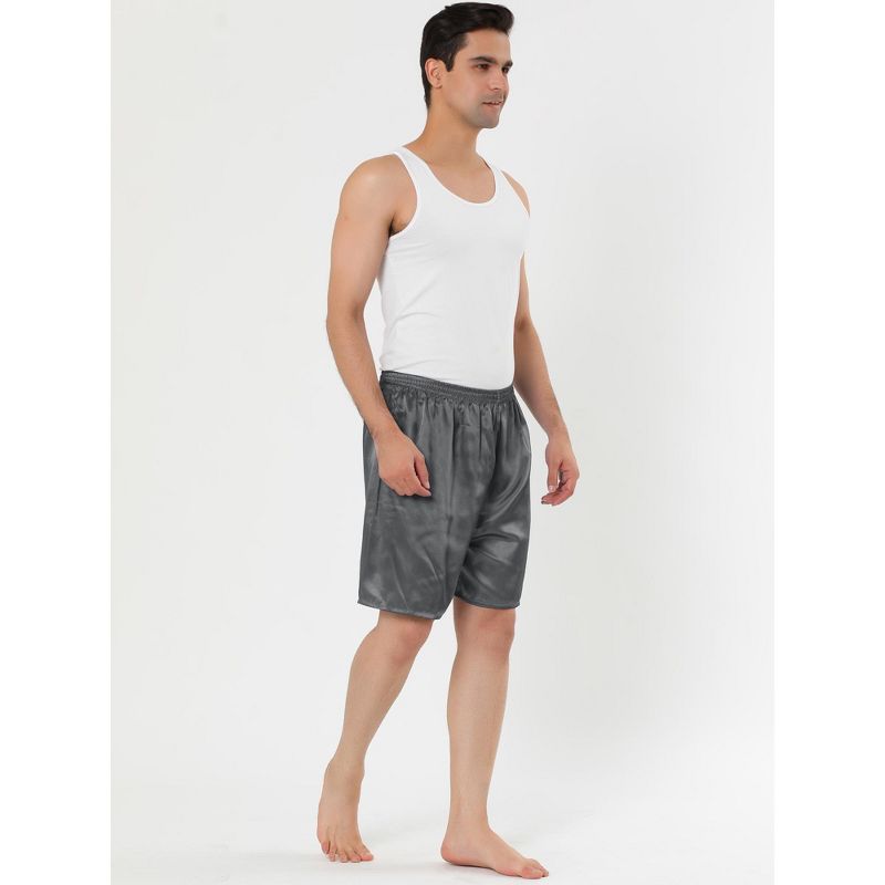 Lars Amadeus Men's Sleepwear Satin Shorts Elastic Waist Lounge Pajama Bottoms, 3 of 5