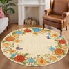coucheta 4x4 ft Area Rug, Low Pile, Washable Round Rugs,Stain Resistant, Non Slip, Modern Floral Scalloped Carpet for Bedroom, Living Room, Yellow - 4 of 4
