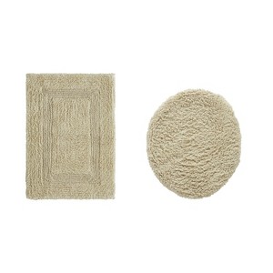 Lux Premium 100% Cotton Tufted Solid Reversible 2 Piece Bath Rug Set – Ultra-Soft, Water-Absorbent, Durable, Machine Washable Bathroom Rug - 1 of 4