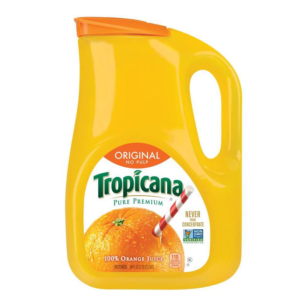 Tropicana Pure Premium Original Orange Juice No Pulp 89 Fluid Ounce Plastic Bottle