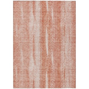 Orange And Salmon Botanical Leaves Washable Indoor Outdoor Area Rug - 1 of 4