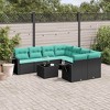 vidaXL 9 Piece Garden Sofa Set with Cushions Poly Rattan - Black and Blue - 2 of 4