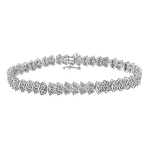 Haus of Brilliance Silver 1.0 cttw Diamond "Arrow" Shape Tennis Link Bracelet " - 1 of 4