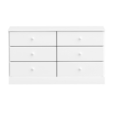 Image of 6 Drawers Astrid Dresser White - Prepac: Contemporary Style, Solid Wood Knobs, 47.25" Wide