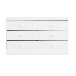 6 Drawers Astrid Dresser White - Prepac: Contemporary Style, Solid Wood Knobs, 47.25" Wide - 1 of 4