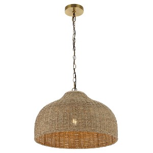 20" Eliza Coastal Bohemian Dome LED Pendant - JONATHAN Y: Iron Chain, UL Listed, Adjustable Height - 1 of 4