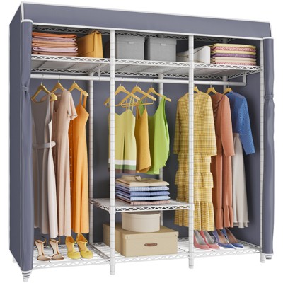 VIPEK V30C Garment Rack Heavy Duty Portable Closet with Cover Clothes Racks, Wardrobe Closet Black Metal Closet Rack with Cover