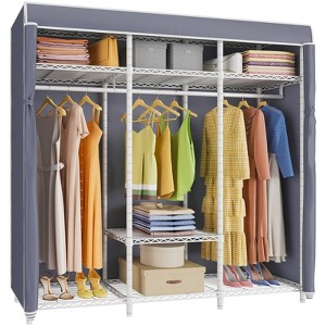 VIPEK V30C Garment Rack Heavy Duty Portable Closet with Cover Clothes Racks, Wardrobe Closet Black Metal Closet Rack with Cover - 1 of 4