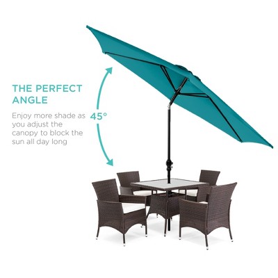 Cerulean Hexagon Outdoor Steel Crank Patio Umbrella