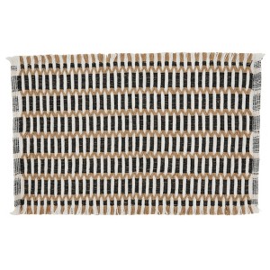 Saro Lifestyle Textured Weave Placemat (Set of 4), 14"x20", Black - 1 of 4