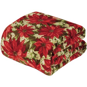 Kate Aurora Red Merry Christmas Poinsettia Ultra Soft & Plush Throw Blanket - 50 in. W x 60 in. L - 1 of 2