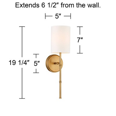 Abigale Brass and White Fabric Modern Wall Sconces Set of 2