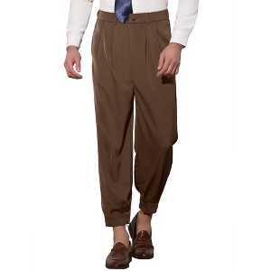 Lars Amadeus Men's Double Pleated Zipper Leg Tapered Formal Dress Pants - 1 of 4