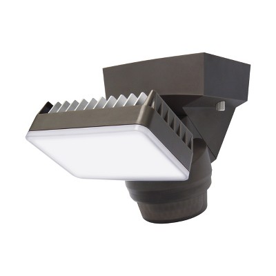 IQ America Motion Security Flood Light, 1600 Lumen LED, Outdoor Wall/Eave Mount for Shed, Storage, Attic, Workshop, Garage, Bronze