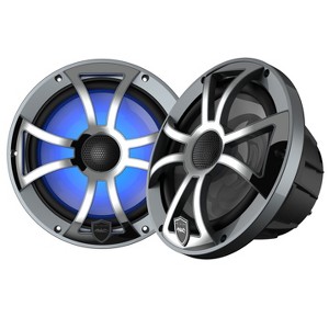 Wet Sounds REVO 8-XSG-SS GunMetal XS/Stainless Overlay Grill 8 Inch Marine LED Coaxial Speakers (pair) - 1 of 4