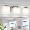 DORESshop 22 in. 3 Light Nickel Modern Square Vanity Light for Bathroom, Bedroom, Hallway with Milk White Glass Shades - 2 of 4