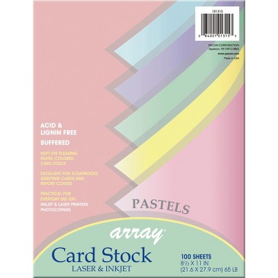 Array Card Stock Paper, 8-1/2 x 11 Inches, Assorted Pastel Colors, pk of 100