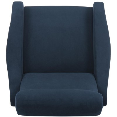 Transitional Navy Velvet Accent Chair with Gold Cap Legs, 29"W