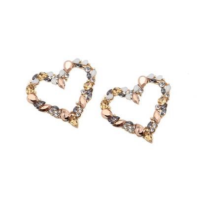 SOHI Women's Gold Heart Stud Earrings