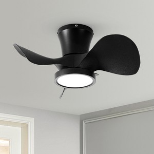 22 in. LED Indoor Black Small Ceiling Fan with Remote and Reversible DC Motor, 3 Blades, 3 Color Light Kit - 1 of 4
