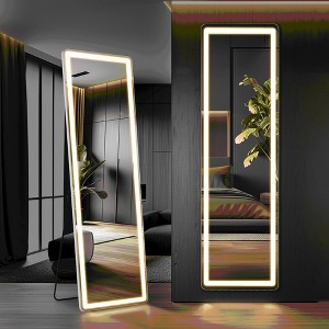 MAYEERTY 64"x21" LED Full Length Mirror, Floor Standing Mirror with Stand, Wall Mounted Hanging - 1 of 4