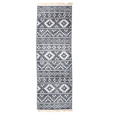 Modern Geometric Boho Fringe Indoor Runner or Area Rug by Blue Nile Mills