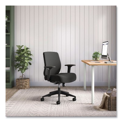 Black Adjustable Mesh Fabric Task Chair with Swivel Base