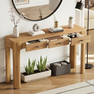 Polibi Curved Edge Console Table with 3 Hidden Drawers - 1 of 4