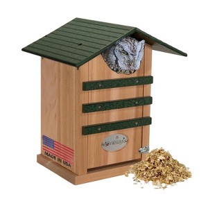 JCS Wildlife Cedar Screech Owl Nest Box with Poly Lumber Roof - 1 of 4