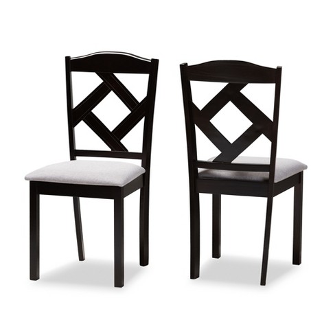 Set Of 2 Ruth Espresso Finished Dining Chair Gray Brown Baxton