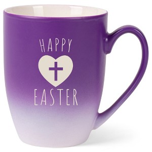 Elanze Designs Happy Easter 12 Ounce Ceramic Laser-Etched Engraved Drinkware Mug, Purple and White Ombre - 1 of 4