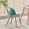 FurnitureR Upholstered Velvet Dining Chair Mid Back Armless with Wood Legs for Home Kitchen Bedroom Living Room, Set of 2, AQUA - 2 of 4