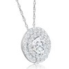 Pompeii3 2 1/5Ct TW Diamond (1ct center) Round Halo Pendant White Gold Necklace Lab Created - 2 of 4